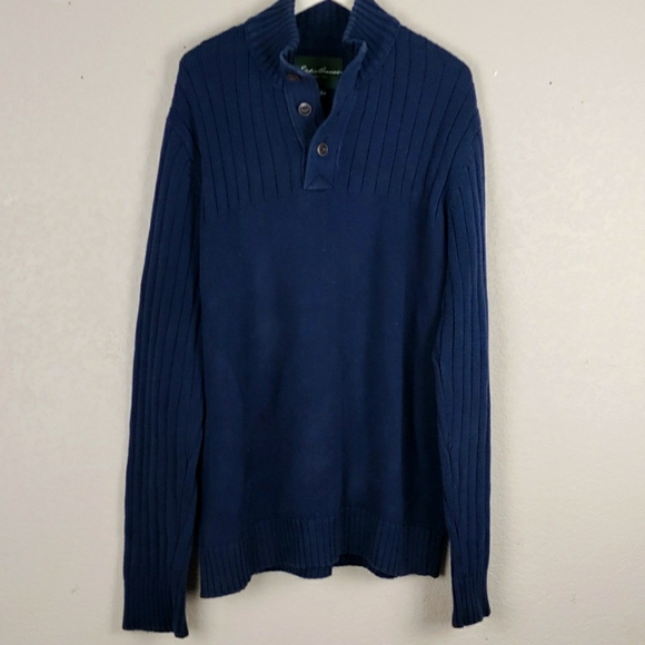 XL Eddie Bauer Pullover 1//4 button up knit sweater - Picture 1 of 4